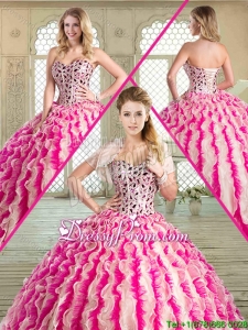 Spring Beautiful Floor Length Sweet 16 Dresses with Beading and Ruffles