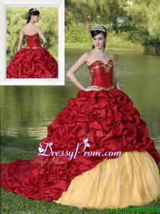 Fall Exclusive Appliques and Pick Ups Brush Train Quinceanera Dresses