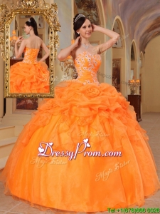 Exclusive Orange Red Ball Gown Sweetheart Quinceanera Dresses