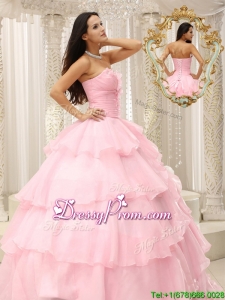 Perfect Beading and Ruffles Baby Pink Quinceanera Dresses