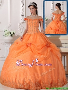 Perfect Off The Shoulder Sweet 16 Dresses with Appliques and Hand Made Flowers