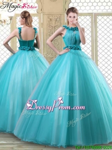 2016 Stylish Bateau Quinceanera Dresses with Ruffles in Teal