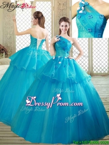 2016 Stylish One Shoulder Quinceanera Dresses with Ruffles and Appliques