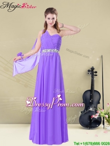 Sweet One Shoulder Floor Length 2016 Prom Dresses with Belt