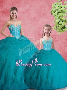 2016 Sweet Ball Gowns Teal Princesita With Quinceanera Dresses with Beading and Ruffles