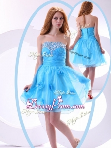 Lovely Short Beautiful Prom Dress with Beading and Hand Made Flowers