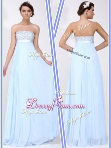 Beautiful Strapless Beading Long Clearance Prom Dress in Light Blue