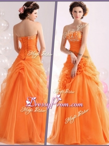 Hot Sale Strapless Beading Beautiful Prom Dresses with Hand Made Flowers