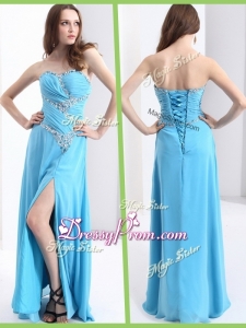Fashionable Sweetheart High End Prom Dresses with Beading and High Slit