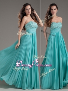 Classical Empire Strapless Turquoise Long Simple Prom Dress