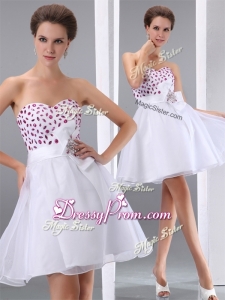 Popular Sweetheart White Short Simple Prom Dresses with Beading