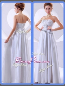 Simple Empire Hand Made Flowers White Simple Prom Dresses
