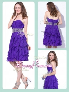 Fashionable Sweetheart Knee Length Sexy Prom Dresses with Ruffles