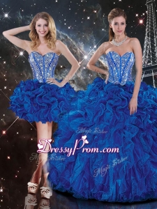 New Style Sweetheart Detachable Beading Quinceanera Dresses in Blue
