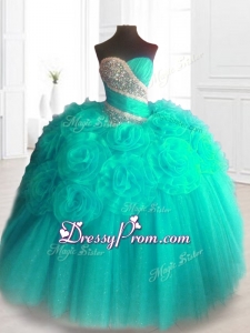 2016 In Stock Beading Sweet 16 Dresses with Hand Made Flowers
