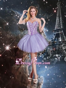 Pretty Sweetheart Mini-length Beading Prom Dresses in Lavender