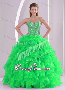Sweetheart Ruffles and Beading Floor-length Quinceanera Gowns in Sweet 16