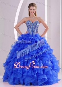 Royal Blue Sweetheart Ruffles and Beaded Decorate Quinceanera Dresses On Sale