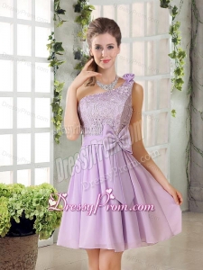 One Shoulder Lilac Dama Dress with Bowknot for 2015