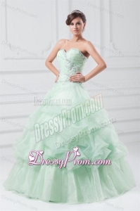 Beading and Hand Made Flowers Sweetheart Organza Quinceanera Dress