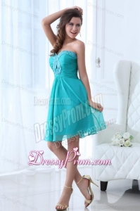 Turquoise Sweetheart Beaded Prom Dress with Knee-length