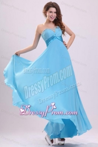 Baby Blue Sweetheart Beading and Ruching Chiffon Prom Dress