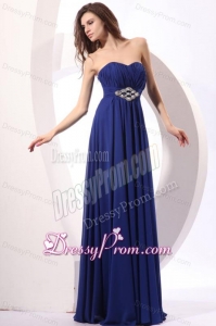 Elegant Empire Sweetheart Beading Floor-length Chiffon Blue Prom Dress