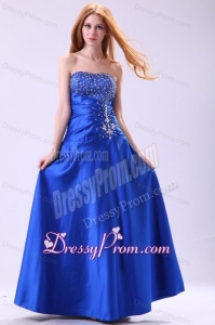 Royal Blue Prom Dress with Beading Empire Strapless