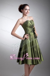 Simple Green Column Sweetheart Knee-length Ruching Prom Dress