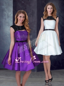 2016 Simple A Line Taffeta Prom Dress with Appliques and Belt