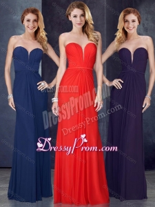 2016 Simple Sweetheart Belted and Ruched Prom Dress in Navy Blue