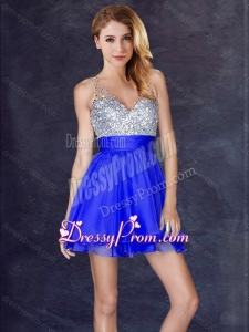2016 Vintage Sequined A Line Short Prom Dress in Royal Blue