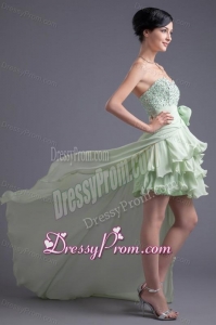 A-line Sweetheart High-low Green Beading Chiffon Prom Dress
