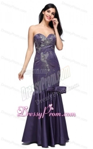 Mermaid Purple Sweetheart Bow Purple Beading Prom Dress