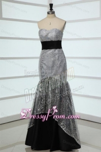 Mermaid Sweetheart Grey Sequins Fitted Prom Dress