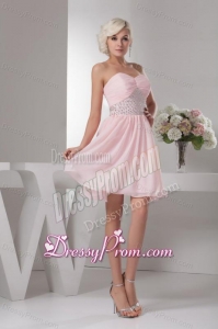 Sweet Empire Sweetheart Pink Mini-length Beading Chiffon Prom Dress