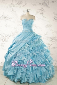 Fashionable Beading Aqua Blue Quinceanera Dresses for 2015