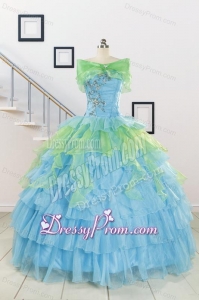 Wonderful Multi Color Strapless Beading Quinceanera Dress for 2015