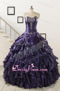 Luxurious 2015 Ball Gown Purple Quinceanera Dresses with Appliques