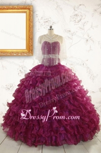 Modest Beading and Ruffles Quinceanera Dresses with Sweetheart
