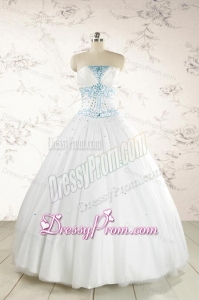 2015 Beautiful Appliques and Beading White Quinceanera Dresses