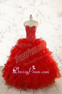 2015 Most Popular Red Quinceanera Dresses with Beading