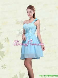 A Line Ruching Chiffon Prom Dresses with One Shoulder