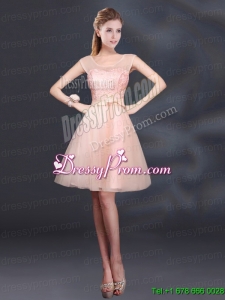 2015 Cheap A Line Belt Prom Dress with Scoop
