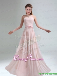 2015 Most Popular Light Pink Empire Prom Dress with Bowknot belt
