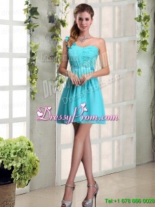 A Line One Shoulder Ruching Prom Dress with Belt