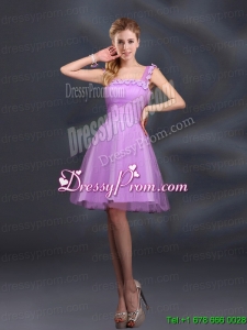 Elegant A Line Straps Lilac Prom Dresses with Appliques
