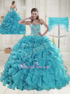 Fashionable Sweetheart 2015 Quinceanera Dresses in Aqua Blue