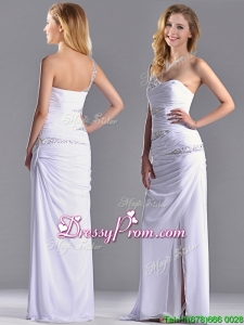 2016 Cheap Beaded and Ruched Decorated Bodice Dama Dress with One Shoulder