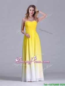 2016 Discount Empire Sweetheart Ruched Long Dama Dress in Gradient Color